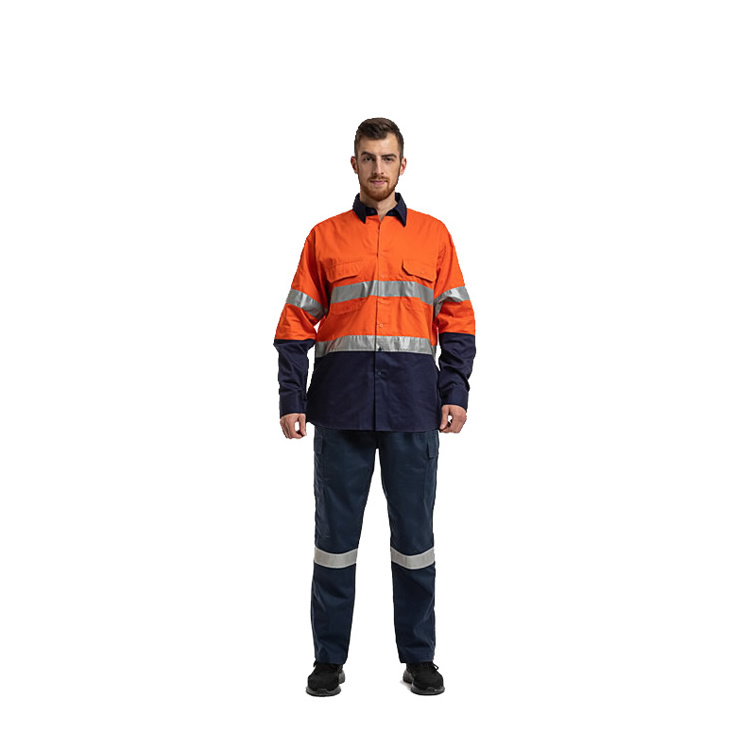 Hot Sale Custom Men Australia Construction Worker Mining Reflective Safety Work Uniform With Logo