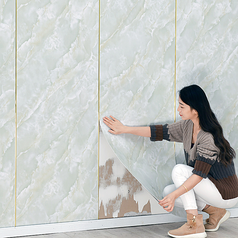 Plastic pvc peel and stick on 3d self adhesive wall tiles for walls