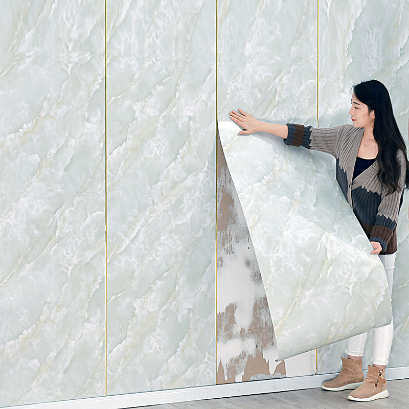 Plastic pvc peel and stick on 3d self adhesive wall tiles for walls