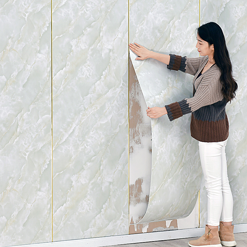 Plastic pvc peel and stick on 3d self adhesive wall tiles for walls