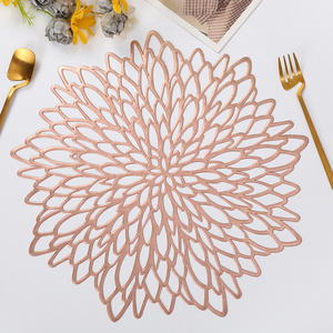 Custom luxury plastic round rose gold table vinyl pvc lace placemats or dining table