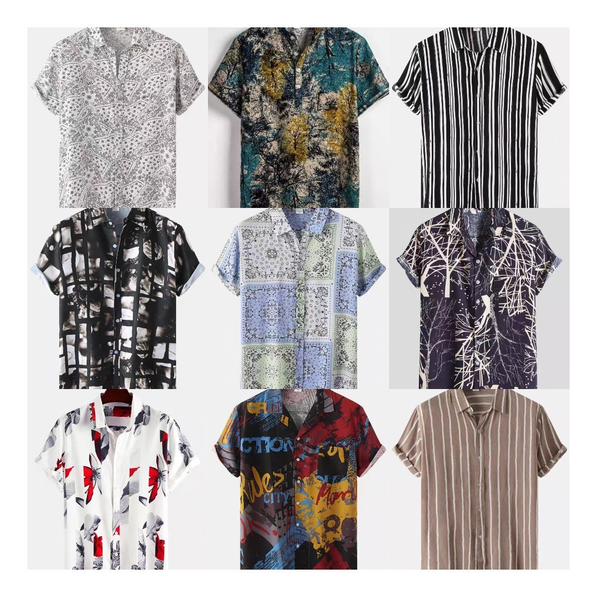 Summer Clothes For Men Polo Shirts Youth Personality Tops Hawaiian Shirt Men's Short-sleeved Shirts Thin Print T-shirts