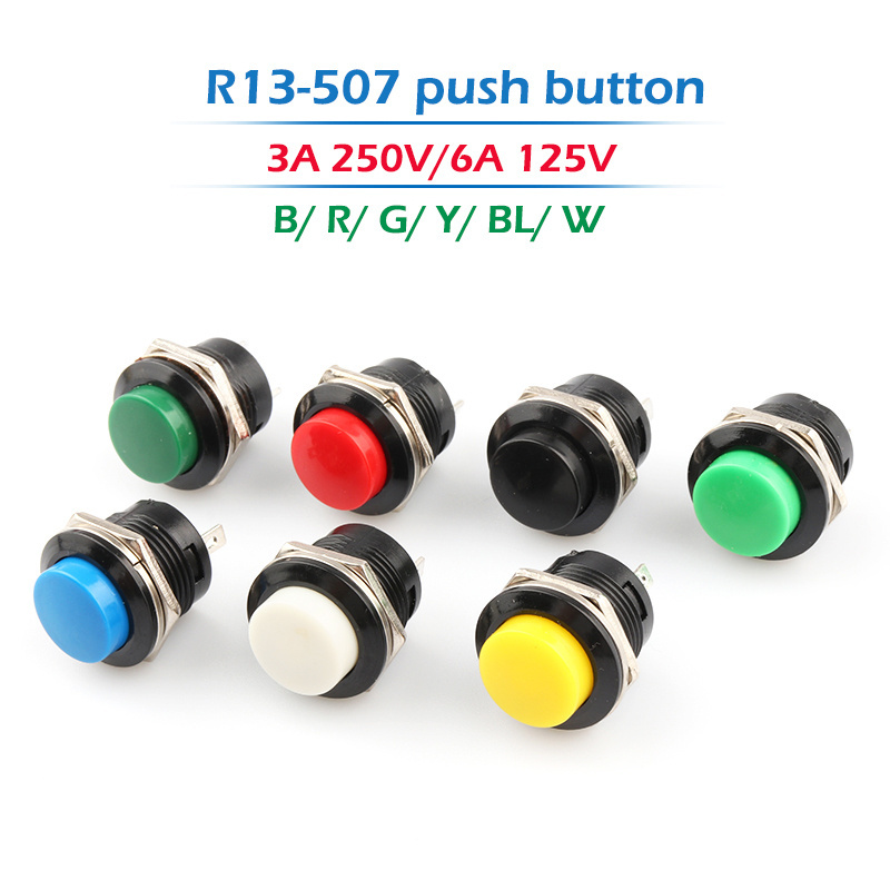 original R13-507 OFF-(Momentary ON) 16mm RED Plastic Embedded Push Button Reset Switch