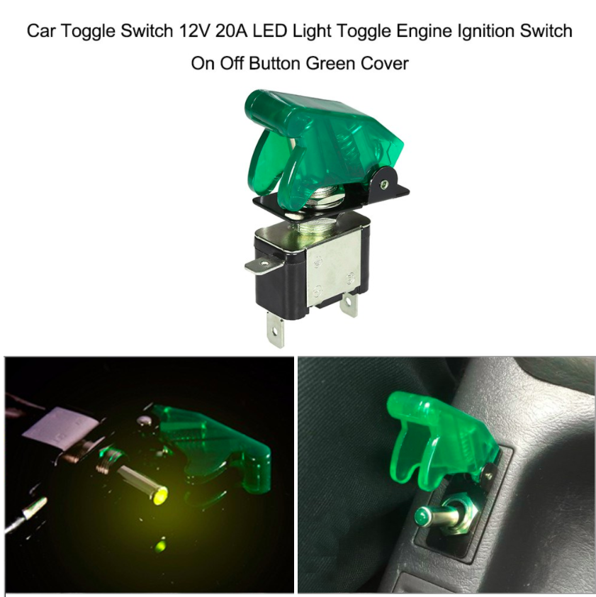 12V 20A Auto Car Boat Truck Illuminated Car Aircraft R/B/G/Y/W Led Toggle Switch Control On-Off With Safety Aircraft Cover Guard