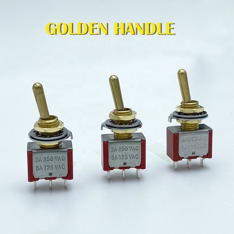 Mini retro switch old-fashioned solid brass lever single and double control light switch 12V220V general 6mm MTS-102