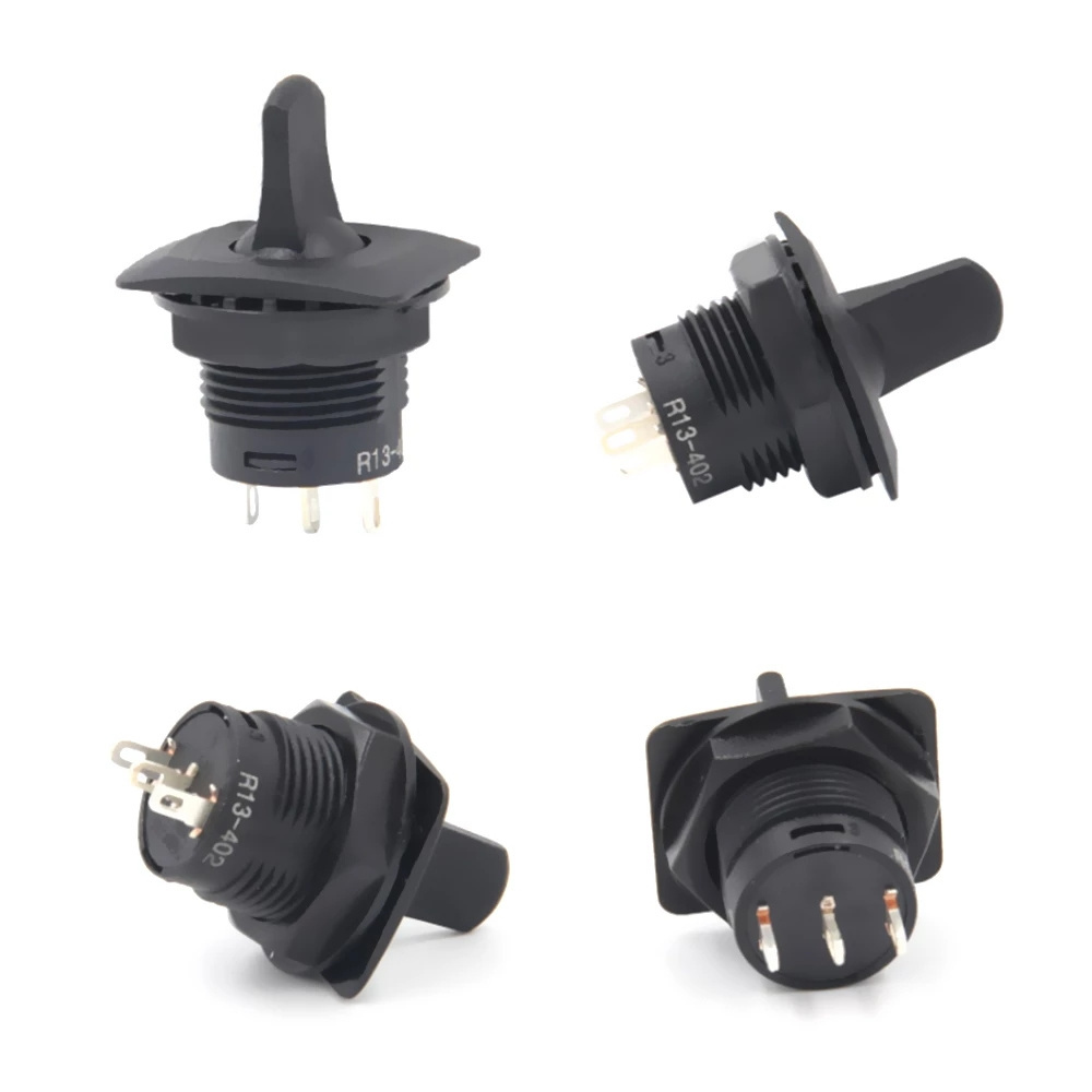 Black R13-402 ON-OFF-ON 3Pin 3Position 2Position  Round Flat Toggle Switch SPDT