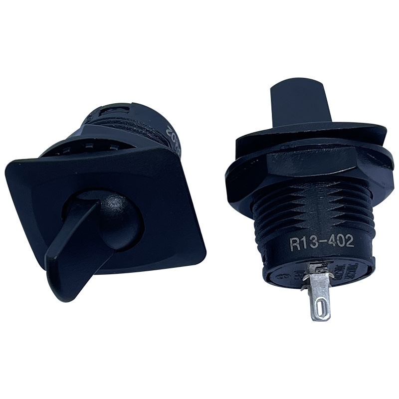 Maintained Panel Mount Toggle Switch R13-402, 6A 125V AC 3A 250V AC On-Off 2 Positions 2 Pins Black Rocker Switch R13-402A