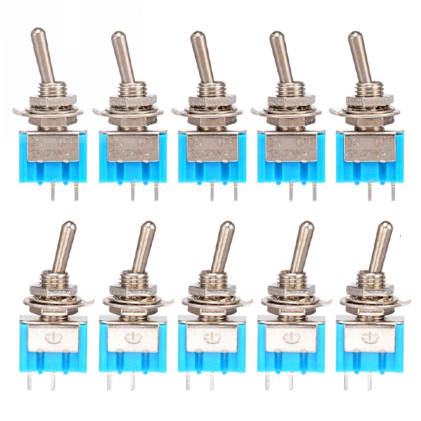 Toggle switch 3A 250V Mini Blue Miniature Latching Replacement Accessories 2 Pin 2 Position 125VAC MTS-101