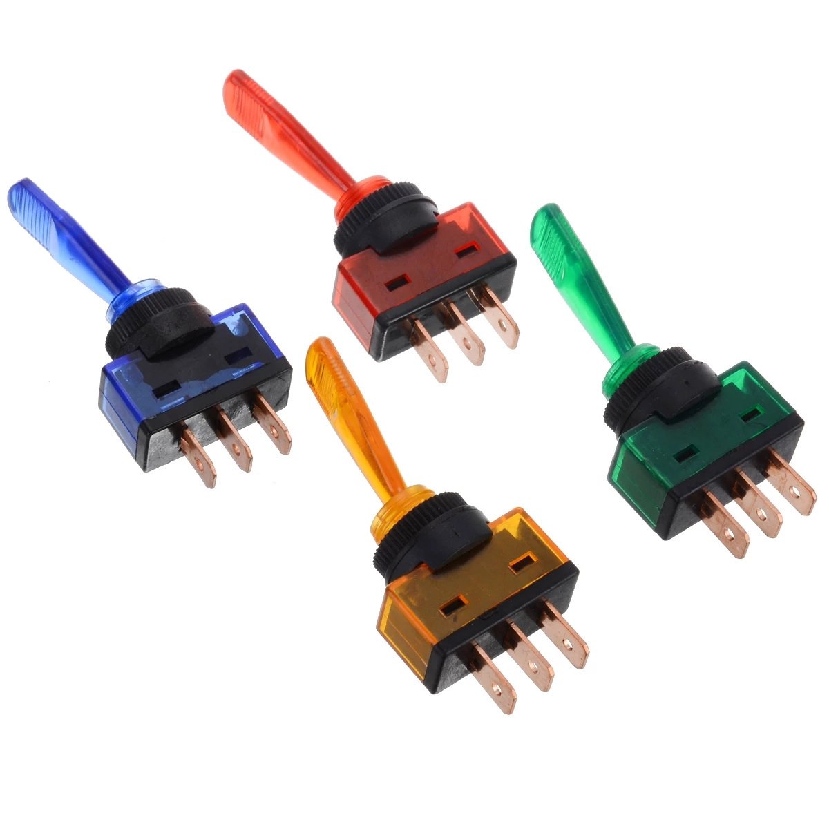 3Pin LED Rocker Switch 12V 20A Red Green Blue Orange LED Toggle Rocker Switch 3 Pin On/Off SPST For Car Boat Marine