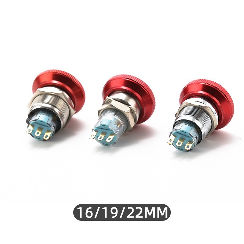 16mm 19mm 22mm metal Heavy Duty 22mm RED Mushroom head Emergency Stop button Switch E-stop 1NO1NC