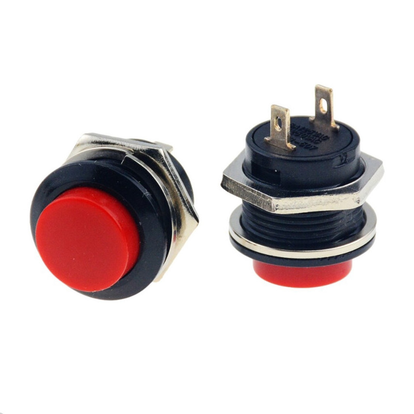 original R13-507 OFF-(Momentary ON) 16mm RED Plastic Embedded Push Button Reset Switch