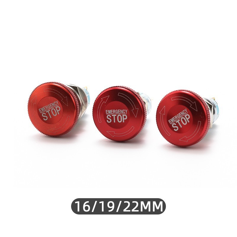 16mm 19mm 22mm metal Heavy Duty 22mm RED Mushroom head Emergency Stop button Switch E-stop 1NO1NC