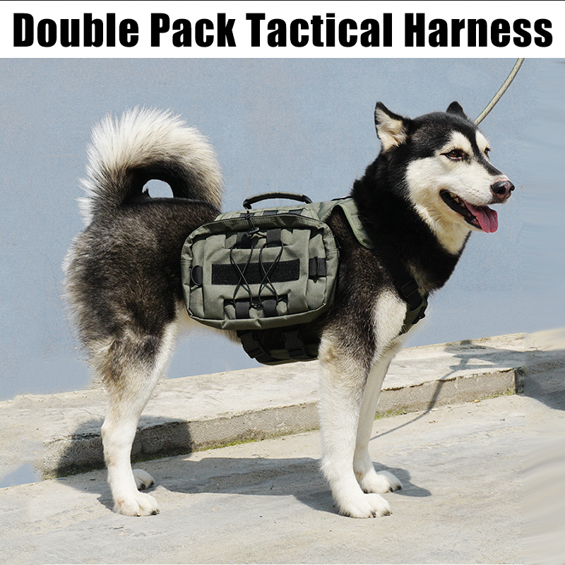 Multi- functional Heavy Duty Front Leash Clip Pet Dog Tactical Vest Harness Backpack With Bag For Pet Training Chest Dog Harme