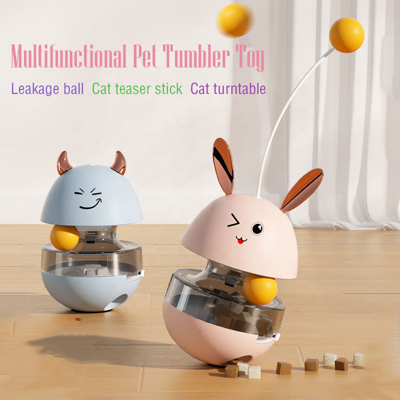 pet toys Hot selling pet interactive & movement toys 2023 cat teaser stick cat balance toy tumbler missing food ball