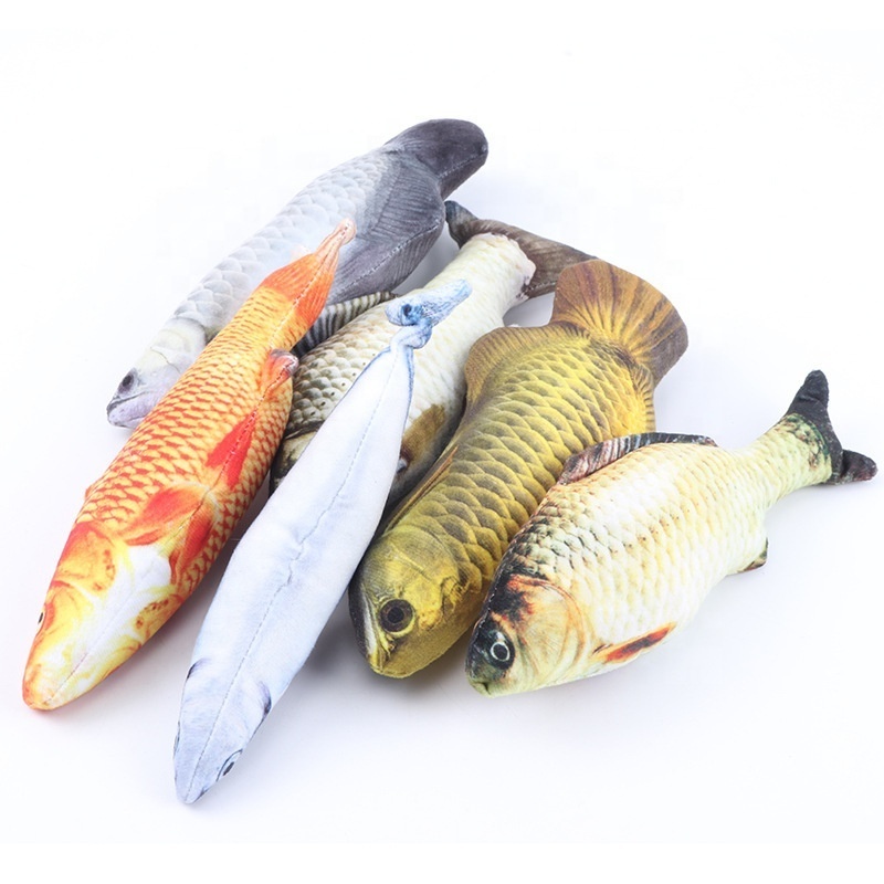 Simulation Fish Toy Pet Emulational Plush Catnip Kitten Carp Silver Arowana Mackerel Pike Toy Funny Cat Toy