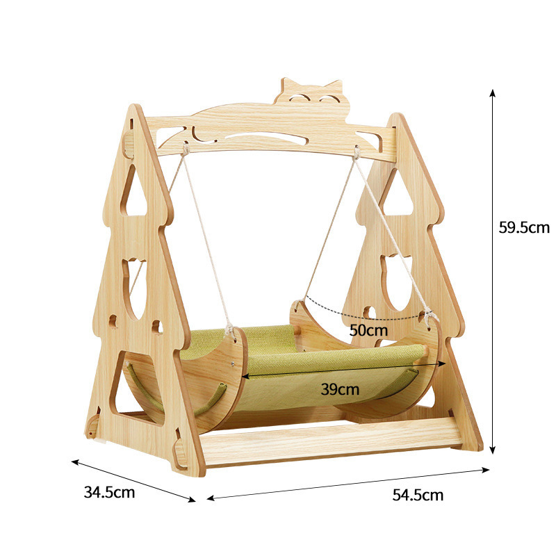 Hammock Cat Swing Pet Rocker Hanging Basket Hanging Nest Cat Lounger 2024 Pre-sale Wooden Wooden Sisal House Wood Cats&dogs