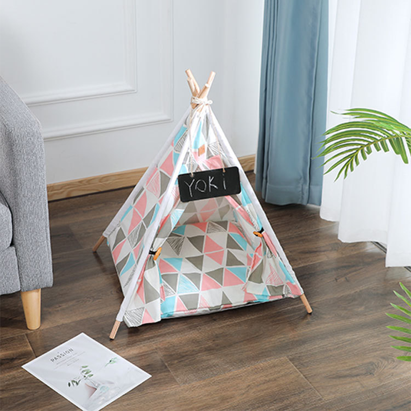 Hot Sale Foldable Nature Canvas Pet Teepee Tent Outdoor pet Nest House Tent Dog Bed Cat Bed