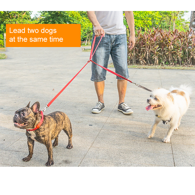 Pet dog leash nylon multifunctional leash outdoor running pull with one drag two double-headed dog rope