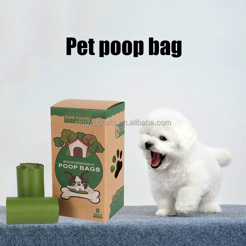 Custom Printed Eco Friendly Disposable Biodegradable Compostable Plastic Trash Garbage Pet Dog Waste Poo Poop Bag For Dogs