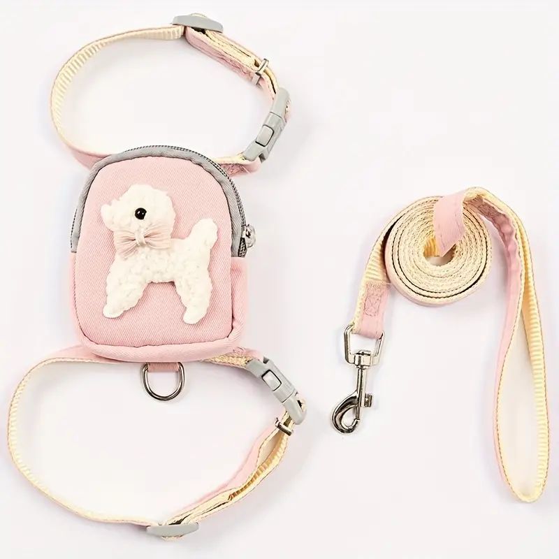 Adjustable Portable Dog Accessories Poodle Chest Strap Pet Backpack Harness Bag Dog Traction Rope Pet Knapsack