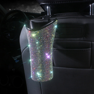 Glitter Headrest Garbage Can Universal Trash Bin Dustbin Organizer Container Multi Hanging Storage box Bling Car Umbrella Holder