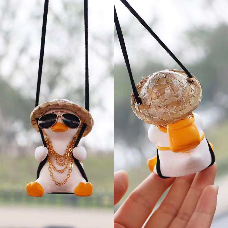 Cartoon New Luxury Car Interior Accessories Rear Mirror Hanging Swing Duck pendant