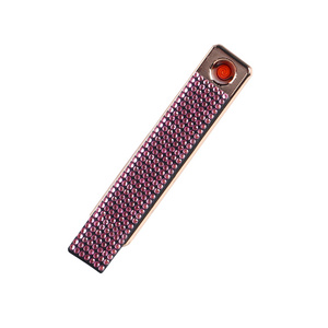 Hit Fire Machine USB Port Blue light Rhinestone Diamond Pink Bling Bling Electric Rechargeable Cigarette Lighter