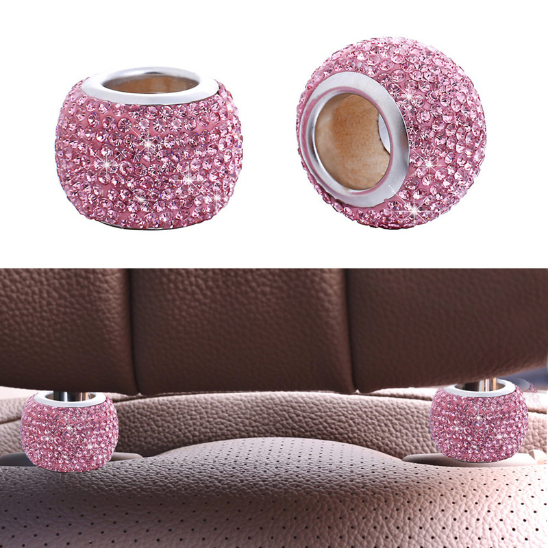 Bling Bling Crystal Diamond rhinestone Car Headrest Collars Rings for SUV Truck Decoration girly women Car Interior Accessories