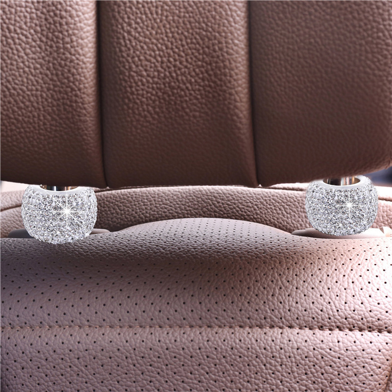 Bling Bling Crystal Diamond rhinestone Car Headrest Collars Rings for SUV Truck Decoration girly women Car Interior Accessories