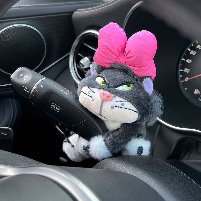 Car Interior Accessories Cute Cartoon Fur Exquisite Car Short Plush Toys Lucifer Cat Shift Gear Knob Decoration Ornament