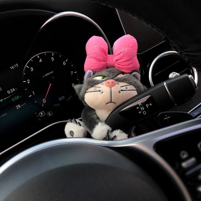 Car Interior Accessories Cute Cartoon Fur Exquisite Car Short Plush Toys Lucifer Cat Shift Gear Knob Decoration Ornament