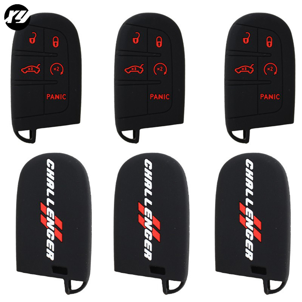 Rubber Silicone Shell Key Cover Key Case For Dodge Challenger Bo Bee 392 Jeep Liberty Light Grand Cherokee