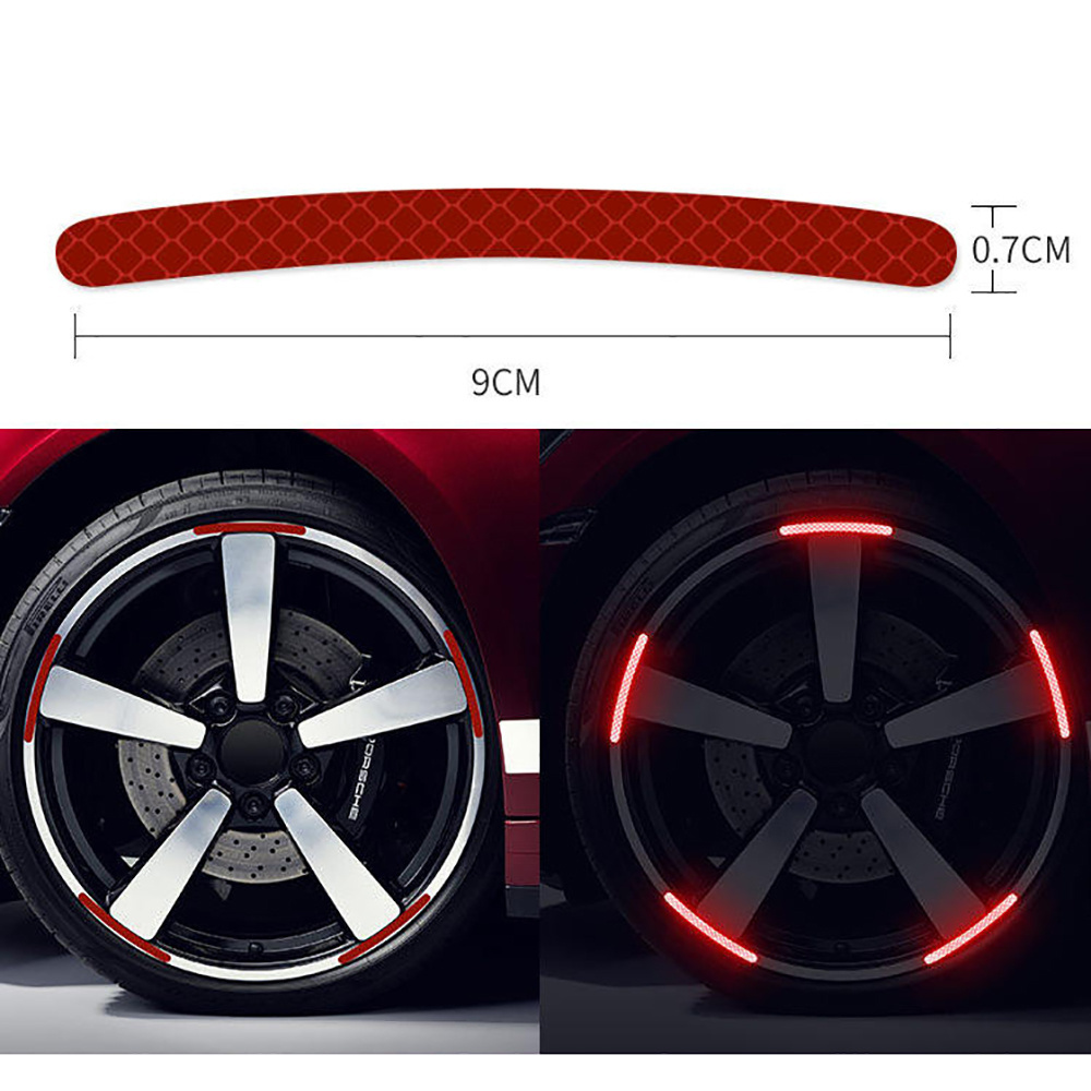 20Pcs Reflective Car Wheel Decorative Stripe Stickers Motorcycle Wheel Hub Styling Decal Sticker Night Safety Reflective Decals