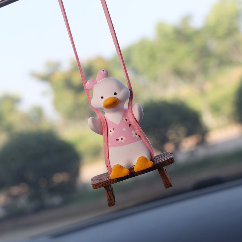 Wholesale Pink Yellow Swing Duck Pendant Resin Cute Mini Swing Duck Car Hanging Ornaments