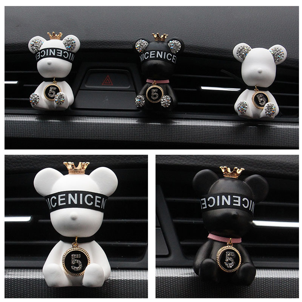 Car Accessories Cute Cartoon Bear with Crown Pink Air Freshener Air Outlet Fragrance for Girls