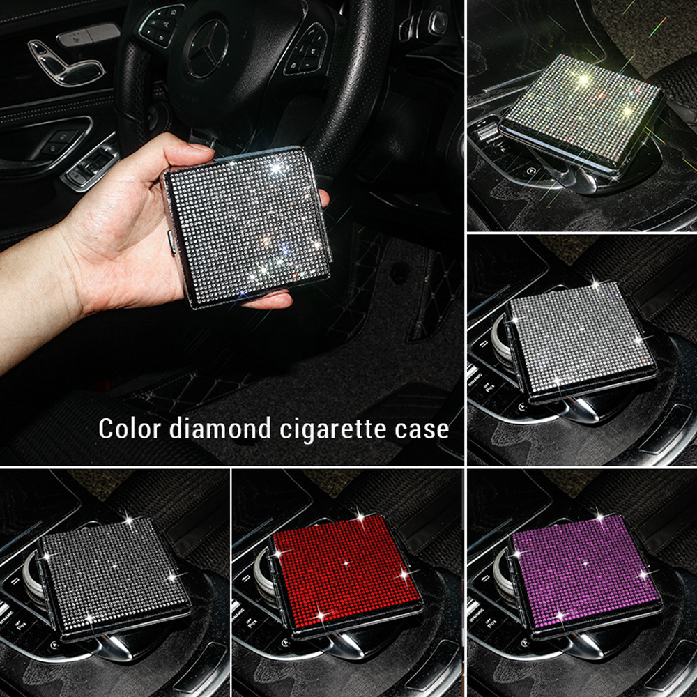 High-end Cigar Box Leather Diamond Cigarette Storage Box Travel Outdoor Smoking Tool Car Stuff blank cigarette boxes