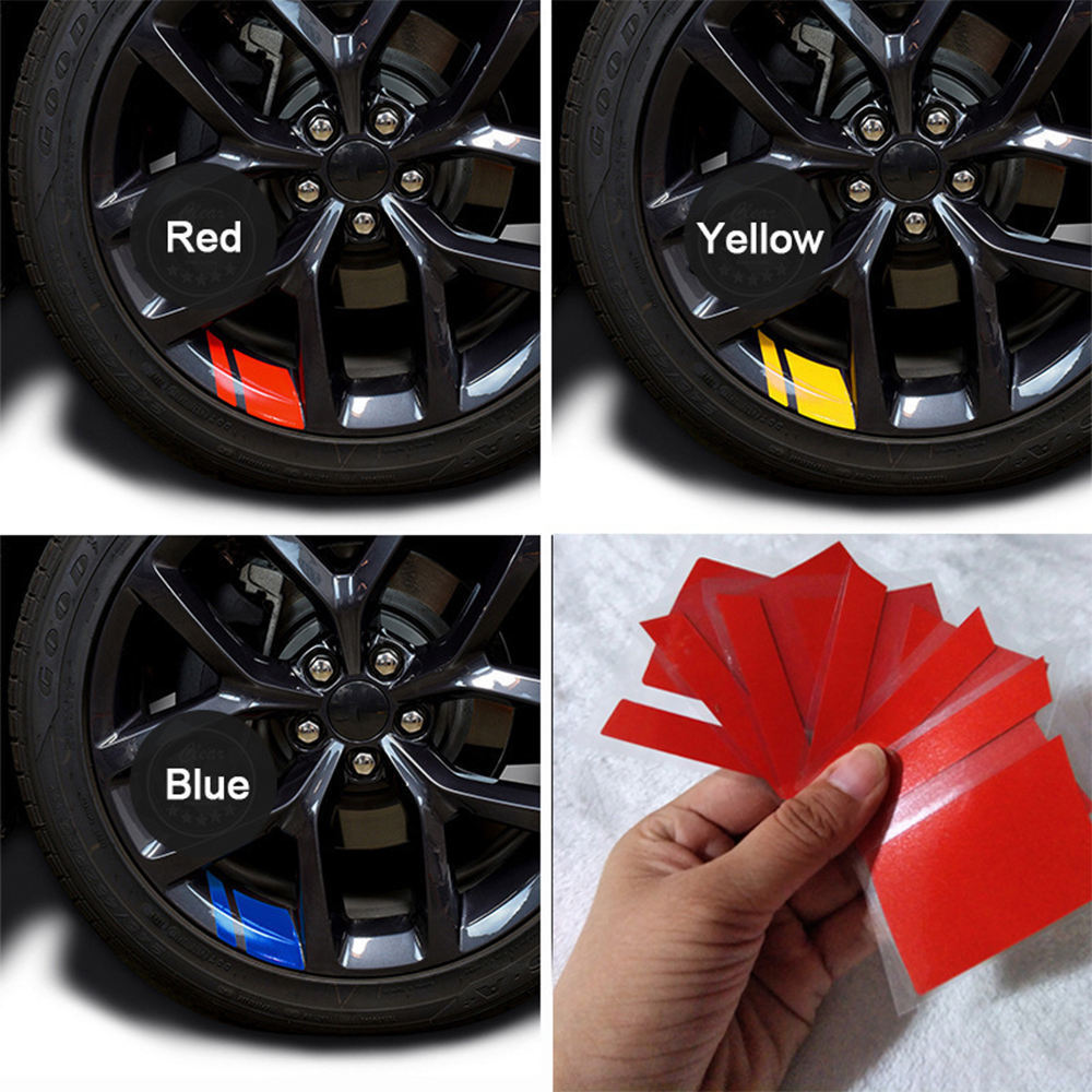 6Pcs Reflective Car Wheel Rim Vinyl Stickers Hash Mark Stripe Racing Wheel Hub Decals for Size 18