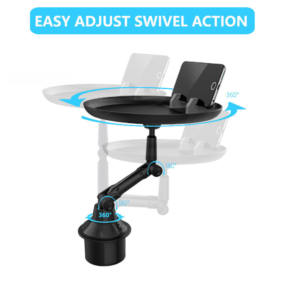 Multifunctional Adjustable Drink Cup Holder Tray 360 Swivel Arm Mobile Phone Stand Car Food Table