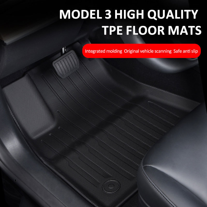 Luxury 3D TPE Car Floor Mats Model 3 All Weather 2020-2023 Carpet Cover Front Rear Trunk Mat Set For tesla 2022 2023