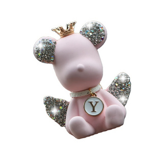 Car Accessories Cute Cartoon Bear with Crown Pink Air Freshener Air Outlet Fragrance for Girls