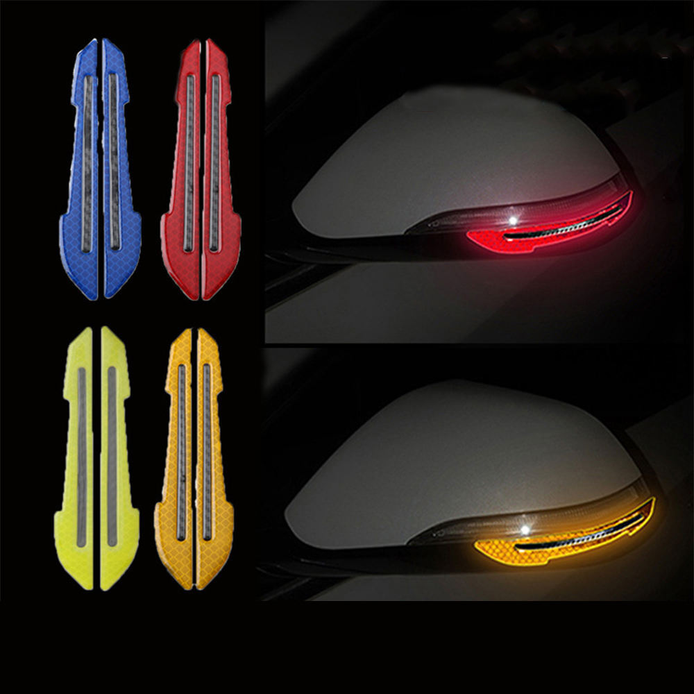 Car Rearview Mirror Reflective Warning Sticker Carbon Fiber Waterproof Reflective Anti-collision Sticker