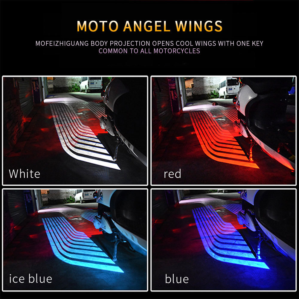 Motorcycle Modified Chassis Lamp LED Angel Wings welcome Lights Wing Decorative Car Projector Light for Motor