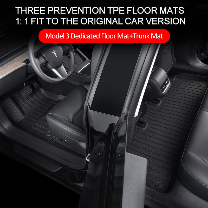 Luxury 3D TPE Car Floor Mats Model 3 All Weather 2020-2023 Carpet Cover Front Rear Trunk Mat Set For tesla 2022 2023