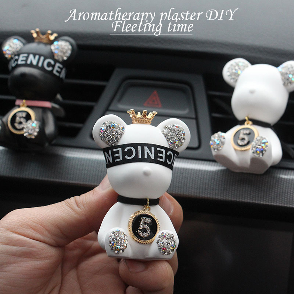 Car Accessories Cute Cartoon Bear with Crown Pink Air Freshener Air Outlet Fragrance for Girls