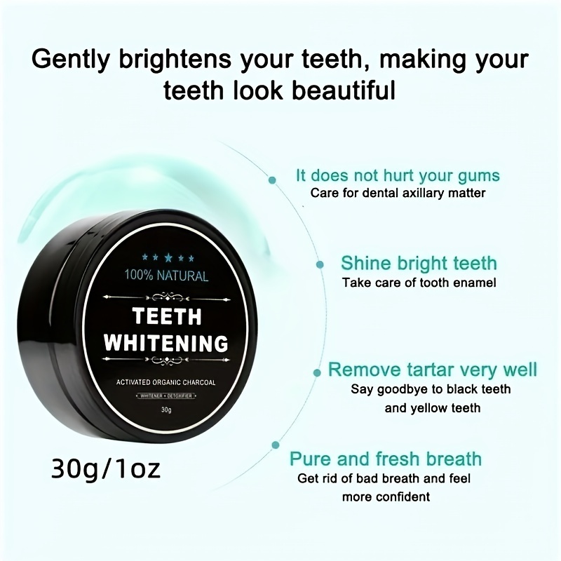 All Natural Private Label Activated Charcoal Toothpowder 30g Mint Flavor Teeth Whitening Powder For Oral Cleaning