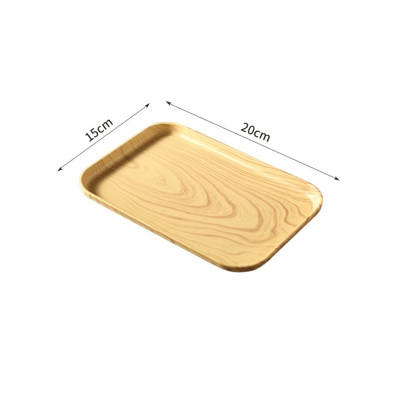 Factory Plastic Wood Grain Tray Dining Plate Dessert Fruit Carrying Tray with Custom Logo