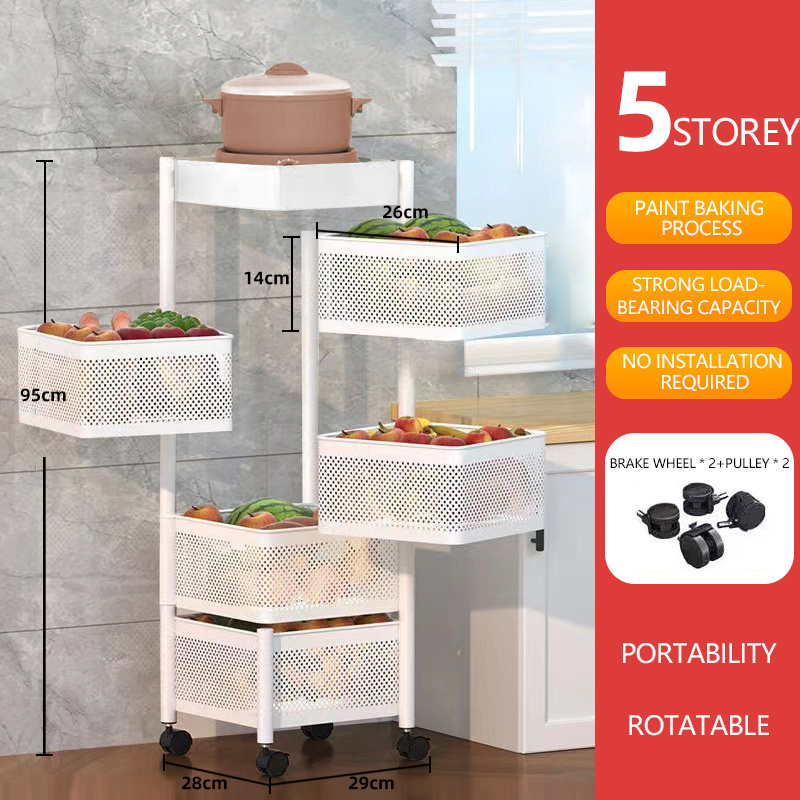 folding storage rack with wheels rotating fruit storage shelf round spinning pot stand folding shelving racks for kitchen