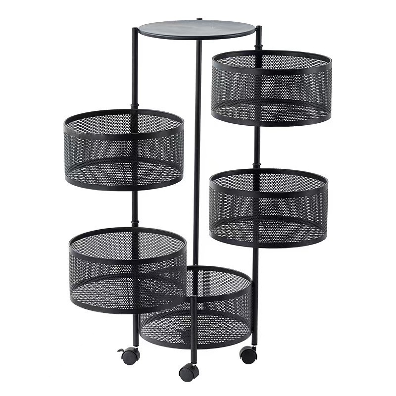 folding storage rack with wheels rotating fruit storage shelf round spinning pot stand folding shelving racks for kitchen