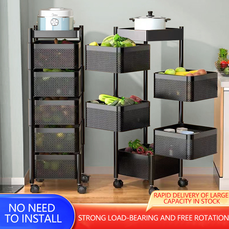 folding storage rack with wheels rotating fruit storage shelf round spinning pot stand folding shelving racks for kitchen