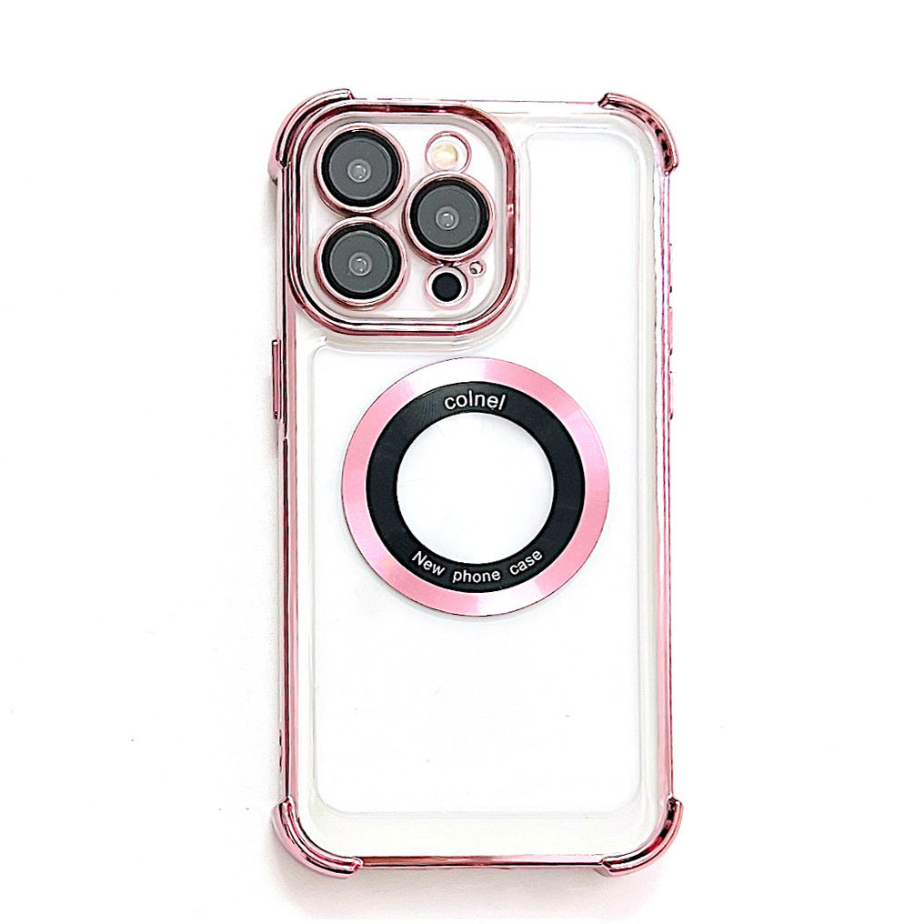 INS style exposed label phone case For iPhone 15 magnetic clear PC cover For iPhone 15 Pro max lens film electroplated case